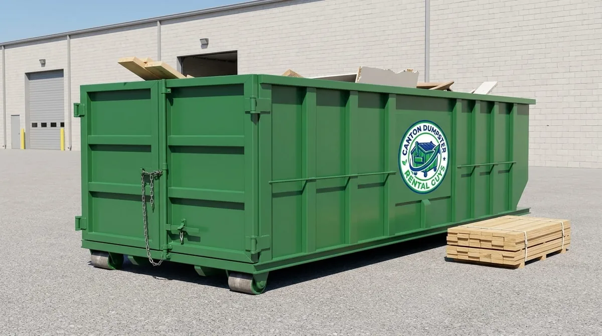 40 yard roll-off dumpster at a commercial site in Canton