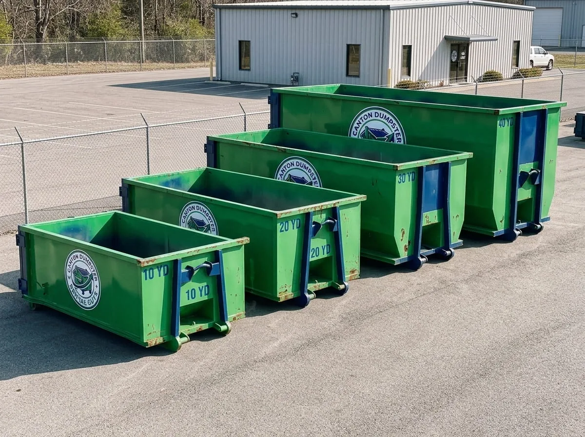 Residential roll-off dumpster in an Canton driveway